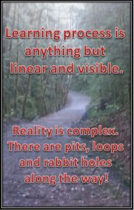 Learnign process is anything but linear and visible.